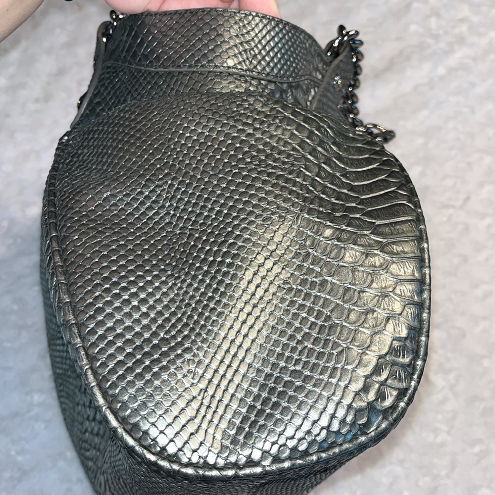 EUC Henri Bendel Gun Metal Silver Shoulder Bag with Metallic Accents - Picture 15 of 16